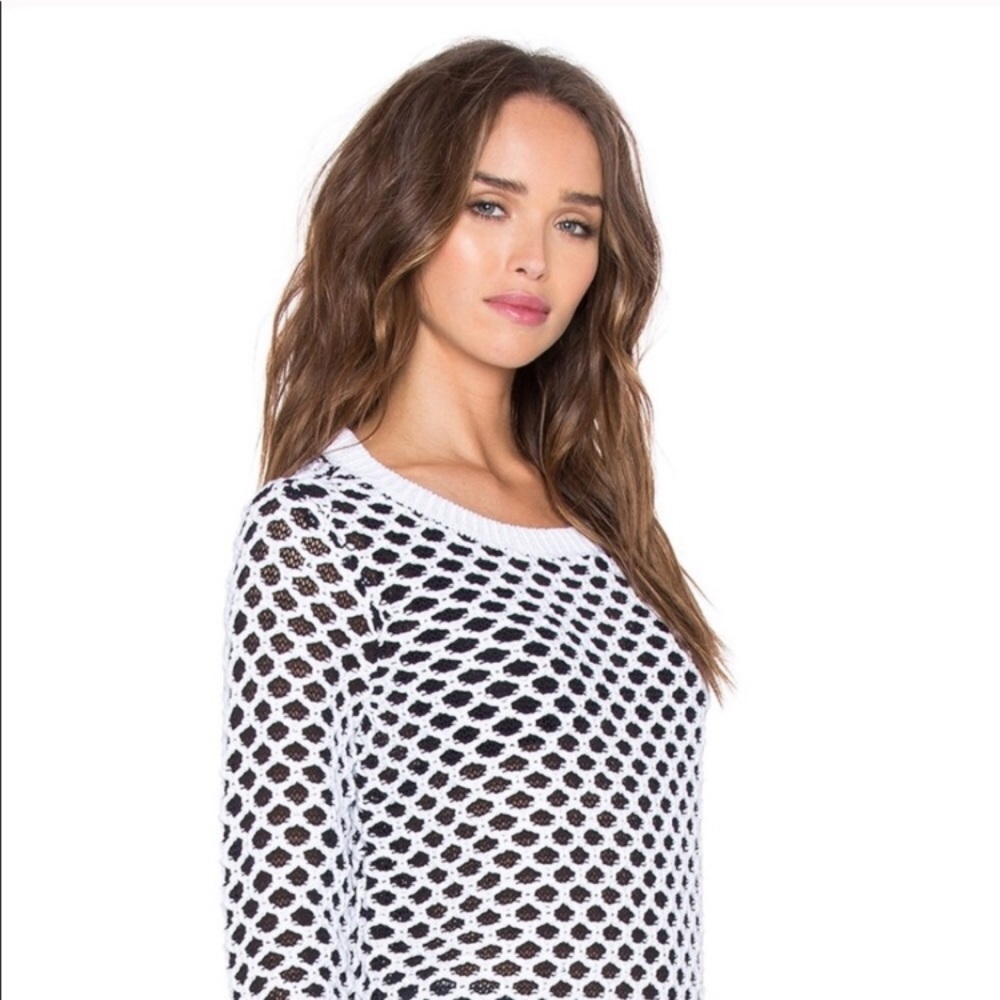 Rag & Bone Taryn Crochet Mesh Black White Sweater - Picture 2 of 9